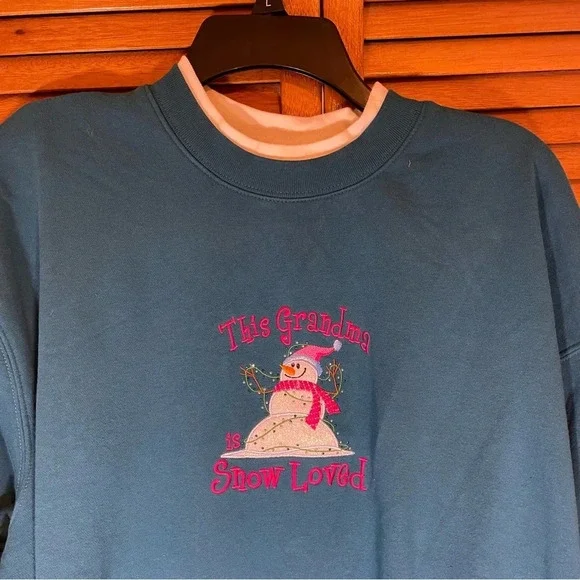 M&C Sportswear Blue Holiday Snowman Long Sleeve Pullover Sweater Sz XL - Picture 3 of 6